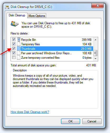 The Windows Disk Cleanup utility
