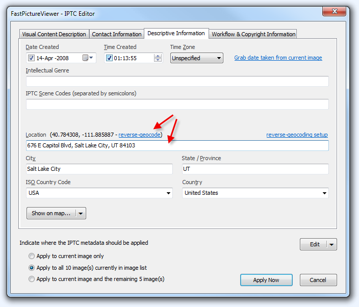 IPTC Editor Reverse-Geocoding