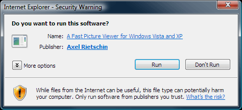 Internet Explorer - Security Warning